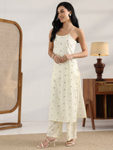 Gerua Off White Printed Cotton Straight Kurta Set