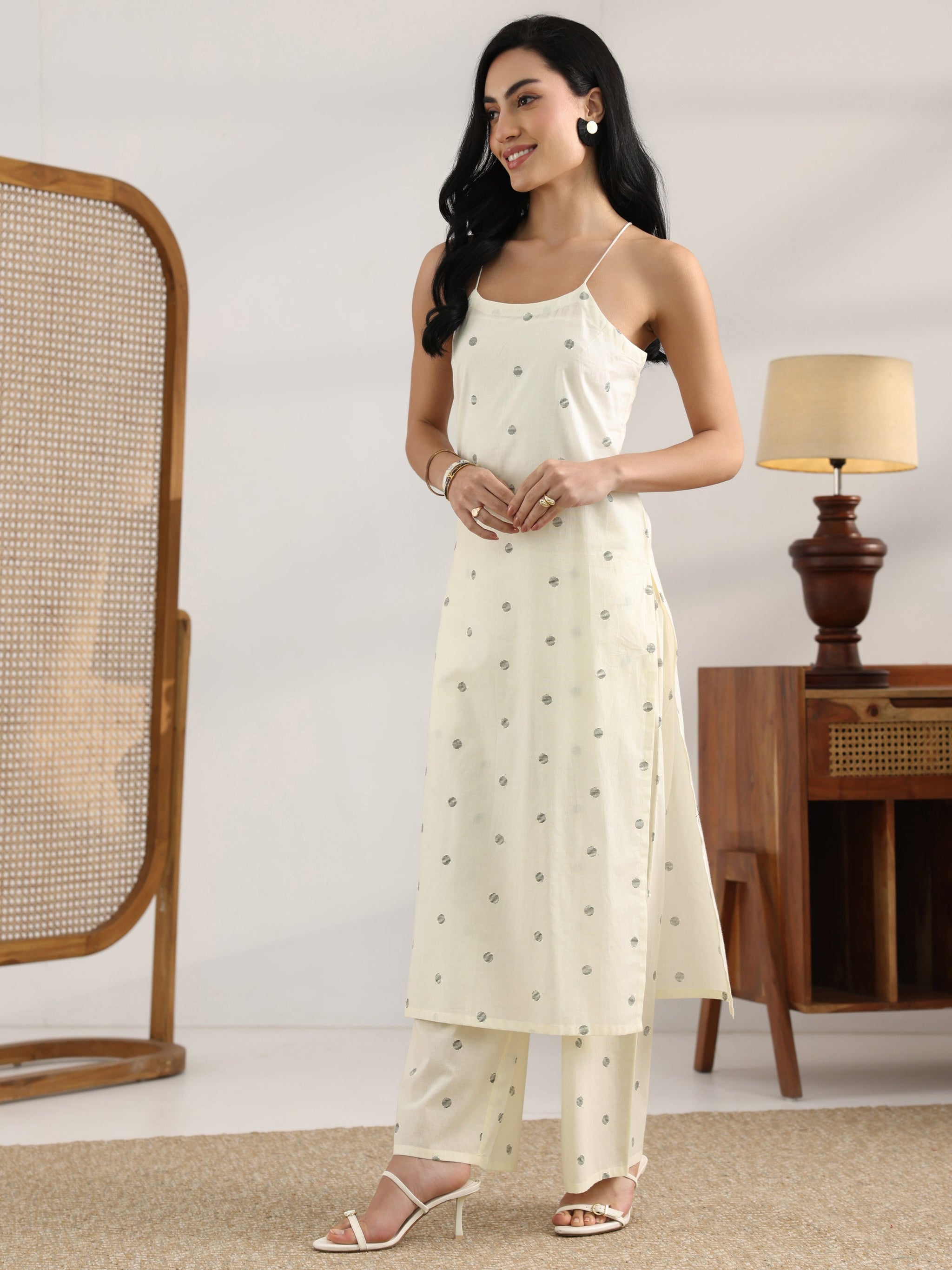 Gerua Off White Printed Cotton Straight Kurta Set