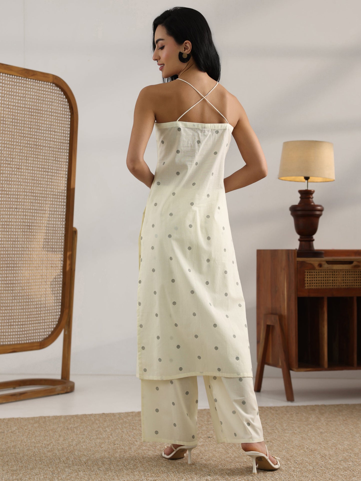 Gerua Off White Printed Cotton Straight Kurta Set