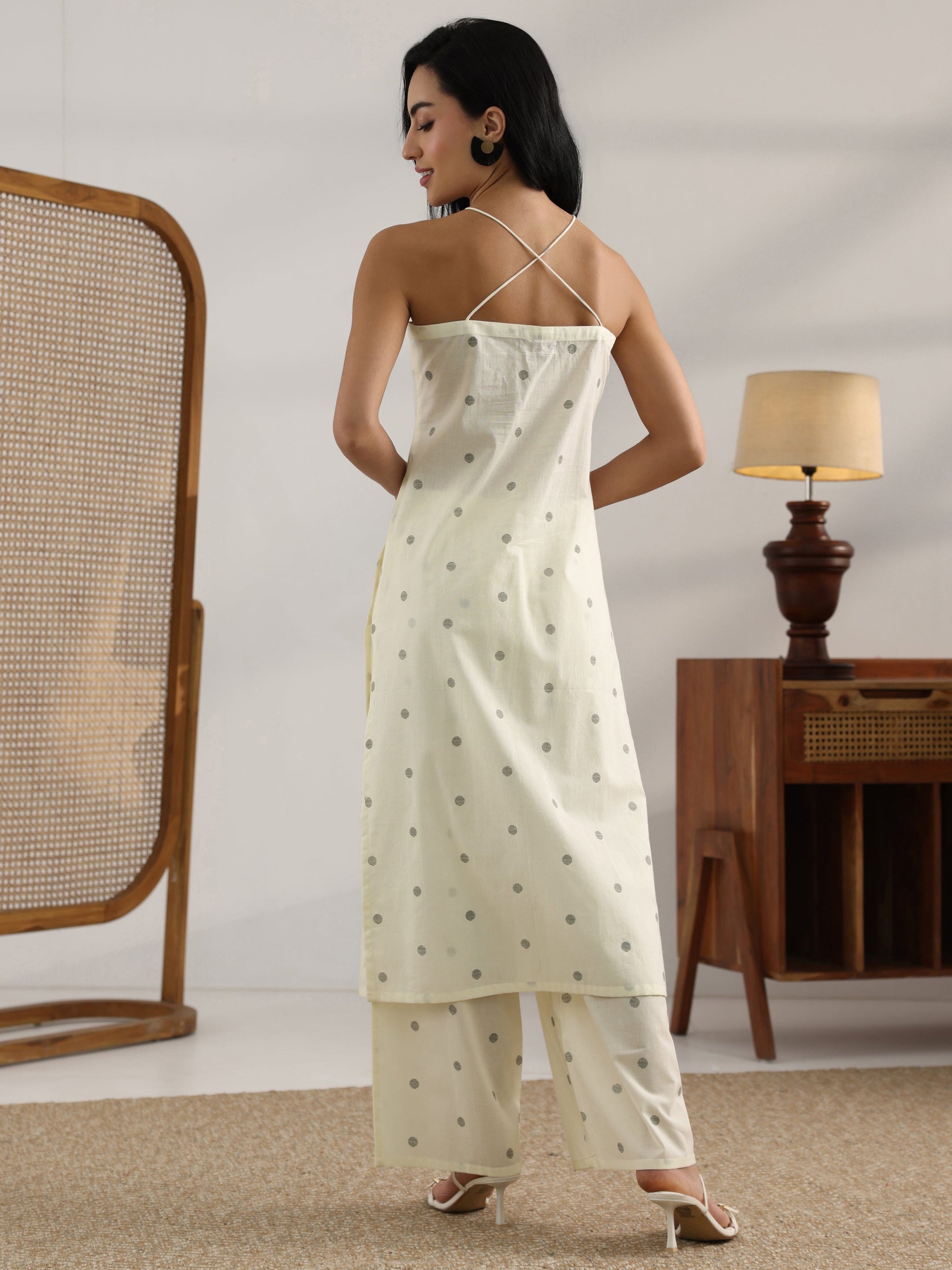 Gerua Off White Printed Cotton Straight Kurta Set