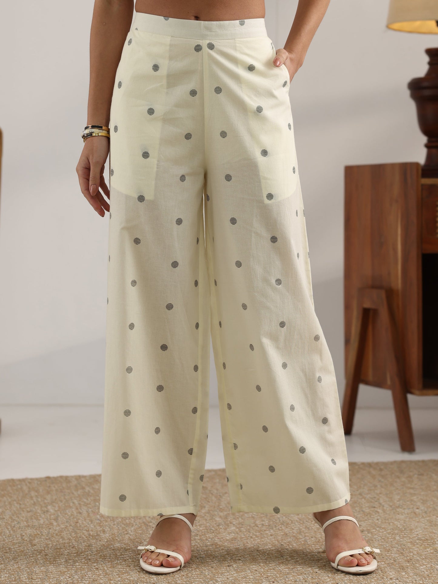 Gerua Off White Printed Cotton Straight Kurta Set