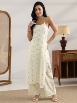 Gerua Off White Printed Cotton Straight Kurta Set