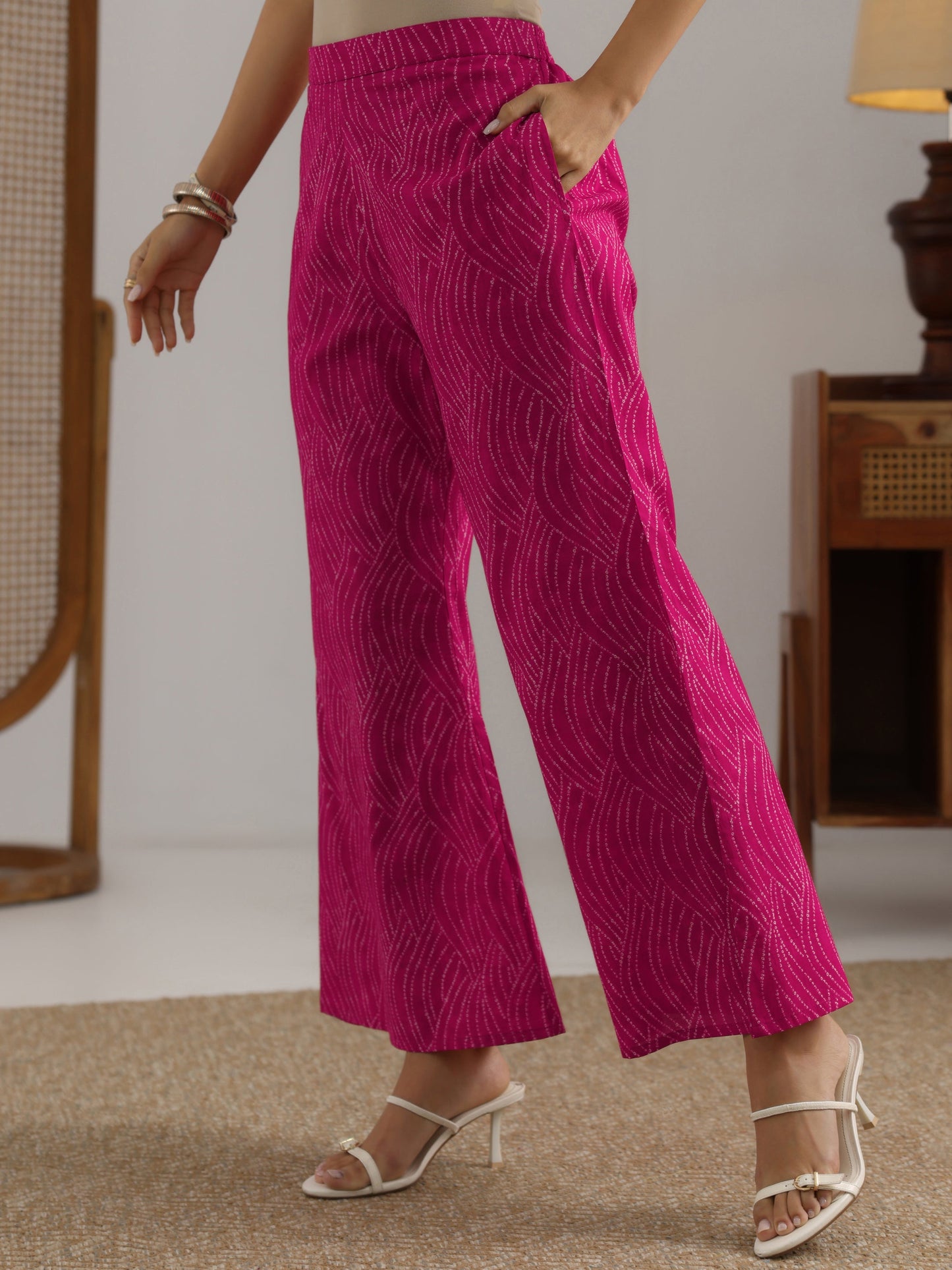 Libas Pink Printed Cotton Co-Ord Sets