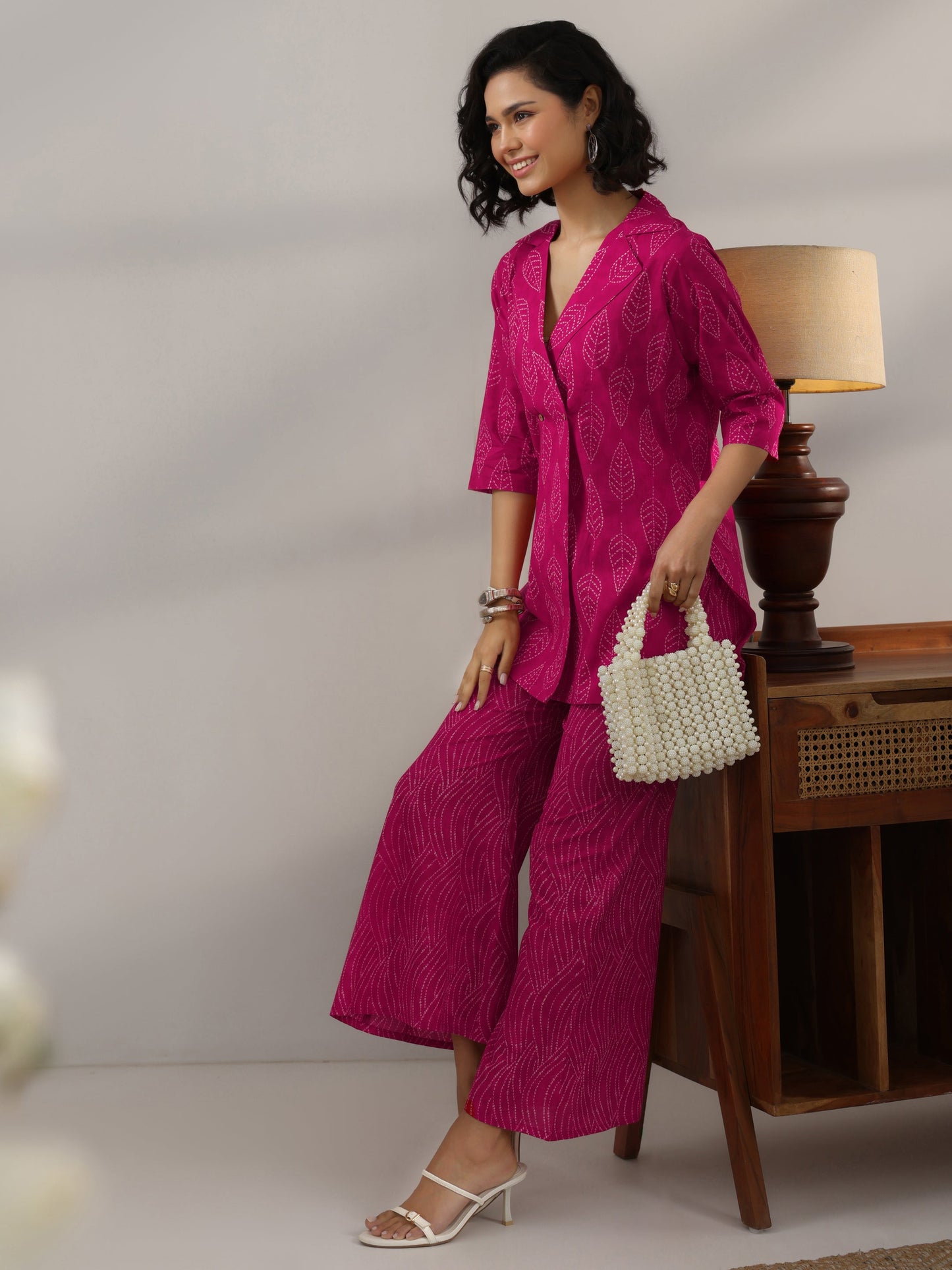 Libas Pink Printed Cotton Co-Ord Sets