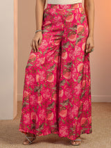 Libas Pink Printed Silk Blend Co-Ord Sets