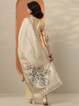 Gerua Beige Printed Silk Blend  Straight Suit Set With Dupatta