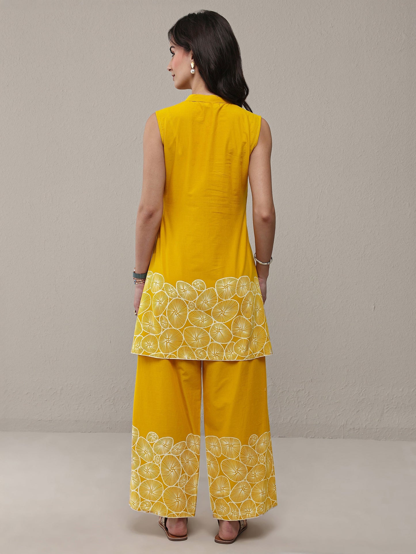 Libas Mustard Floral Printed Cotton Co-Ord Set