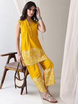 Libas Mustard Floral Printed Cotton Co-Ord Set