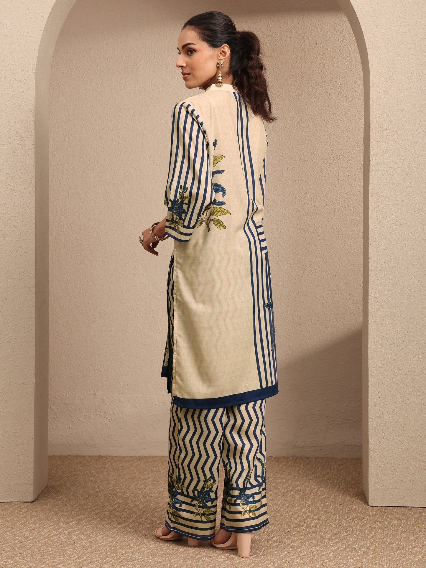 Libas Off White Printed Cotton Blend Co-Ord Set