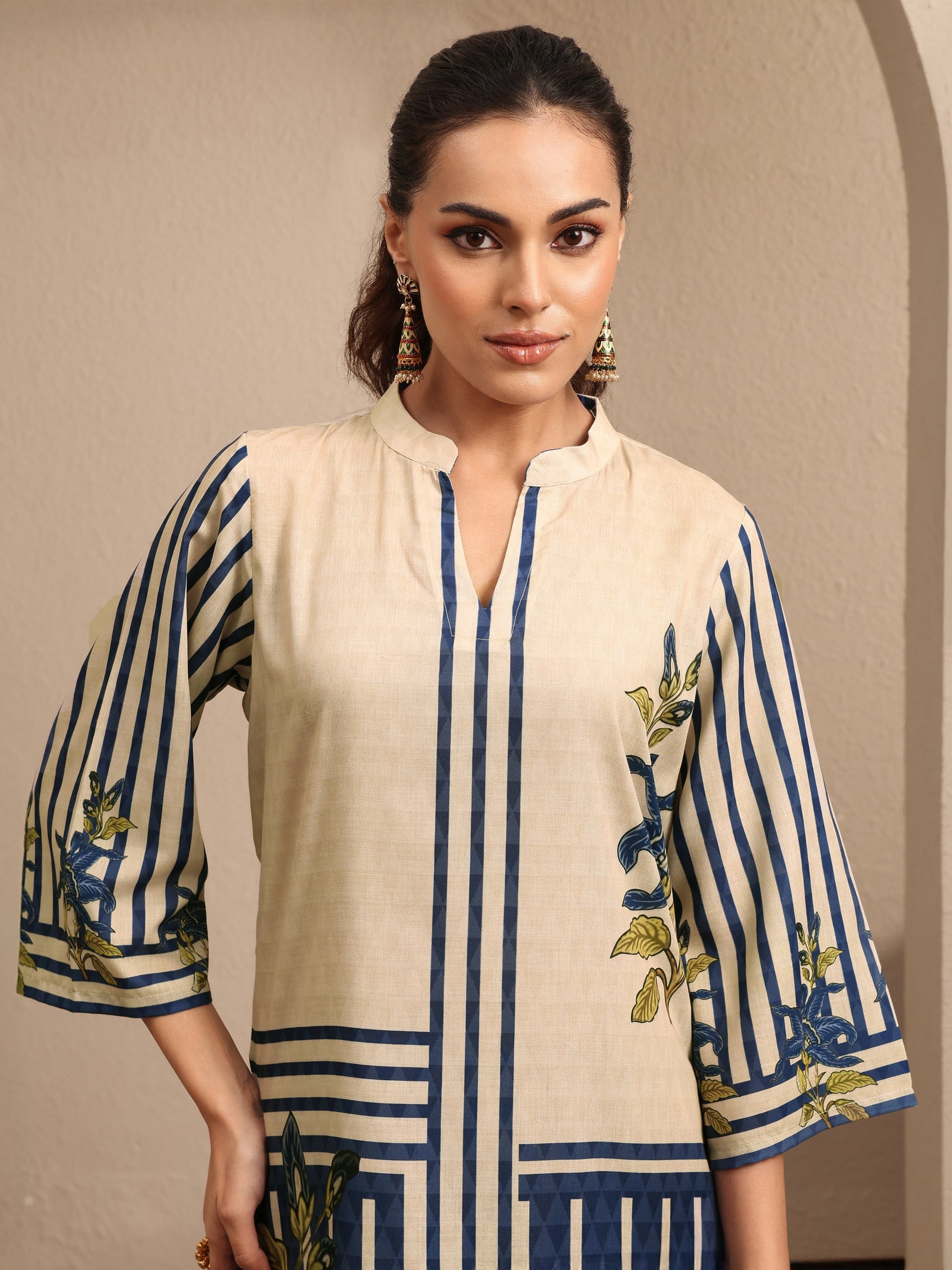 Libas Off White Printed Cotton Blend Co-Ord Set
