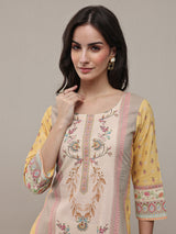 Libas Multi Floral Printed Cotton Straight Kurta Set