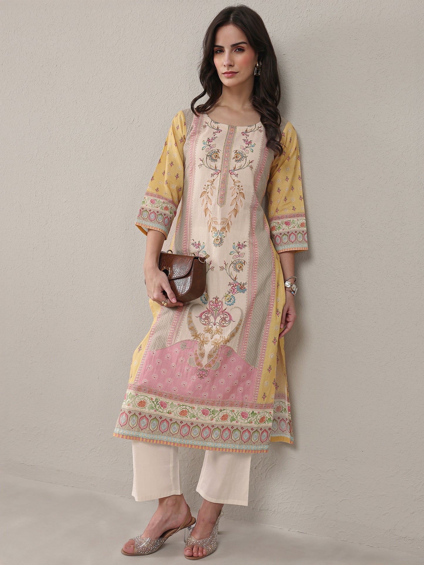 Libas Multi Floral Printed Cotton Straight Kurta Set