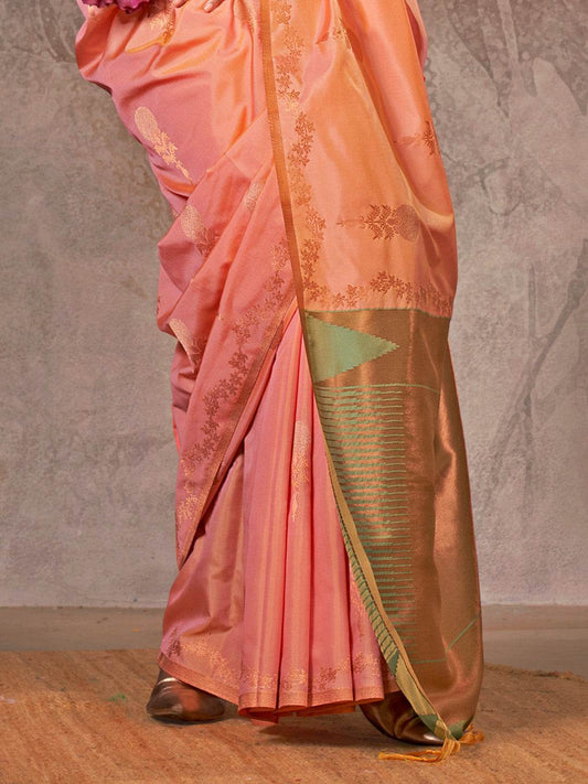 Orange Silk Saree With Blouse Piece