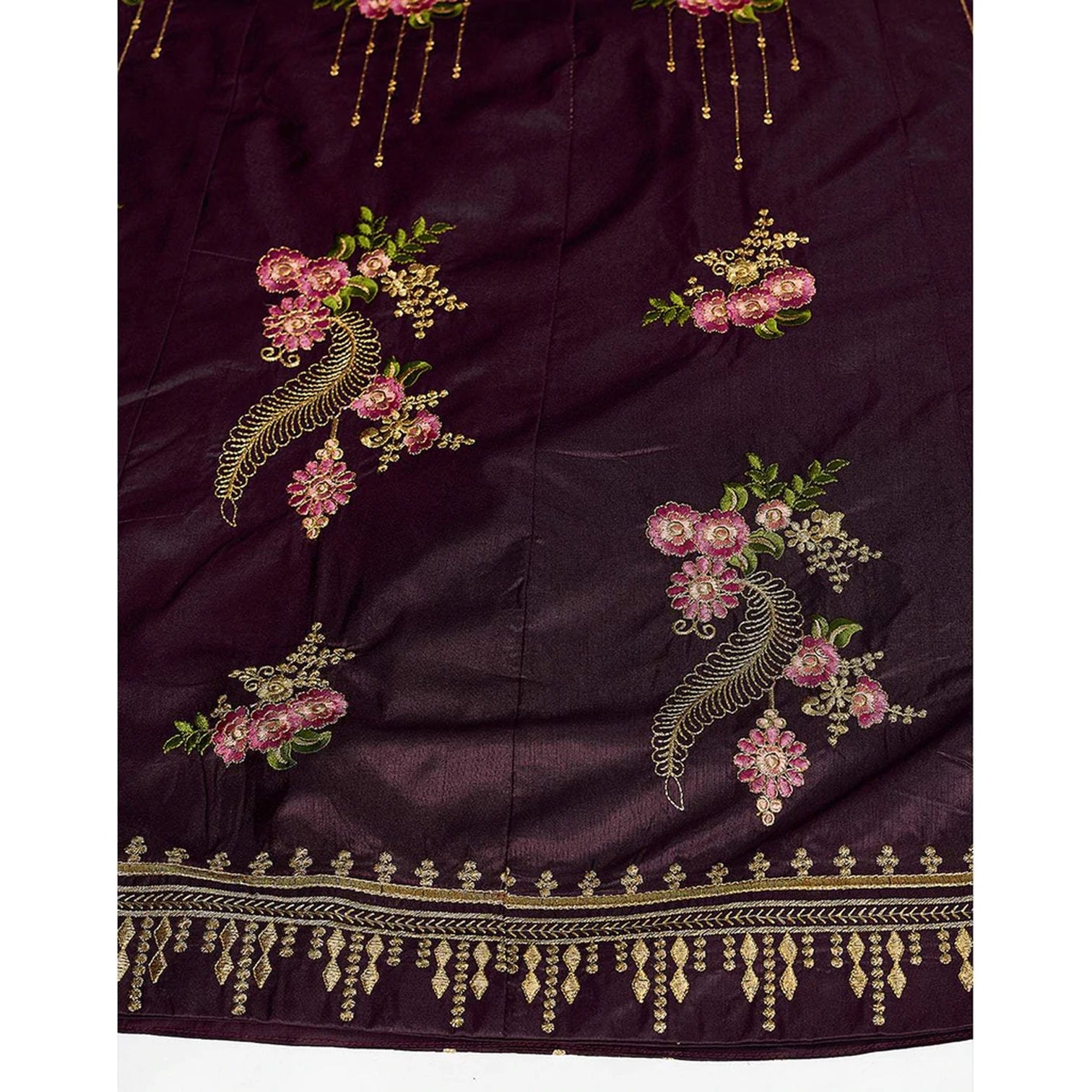 Purple Brown Gota Patti and Zari Stich Without can can work Lehenga choli