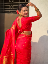 Red Soft Silk Traditional Zari Woven Saree