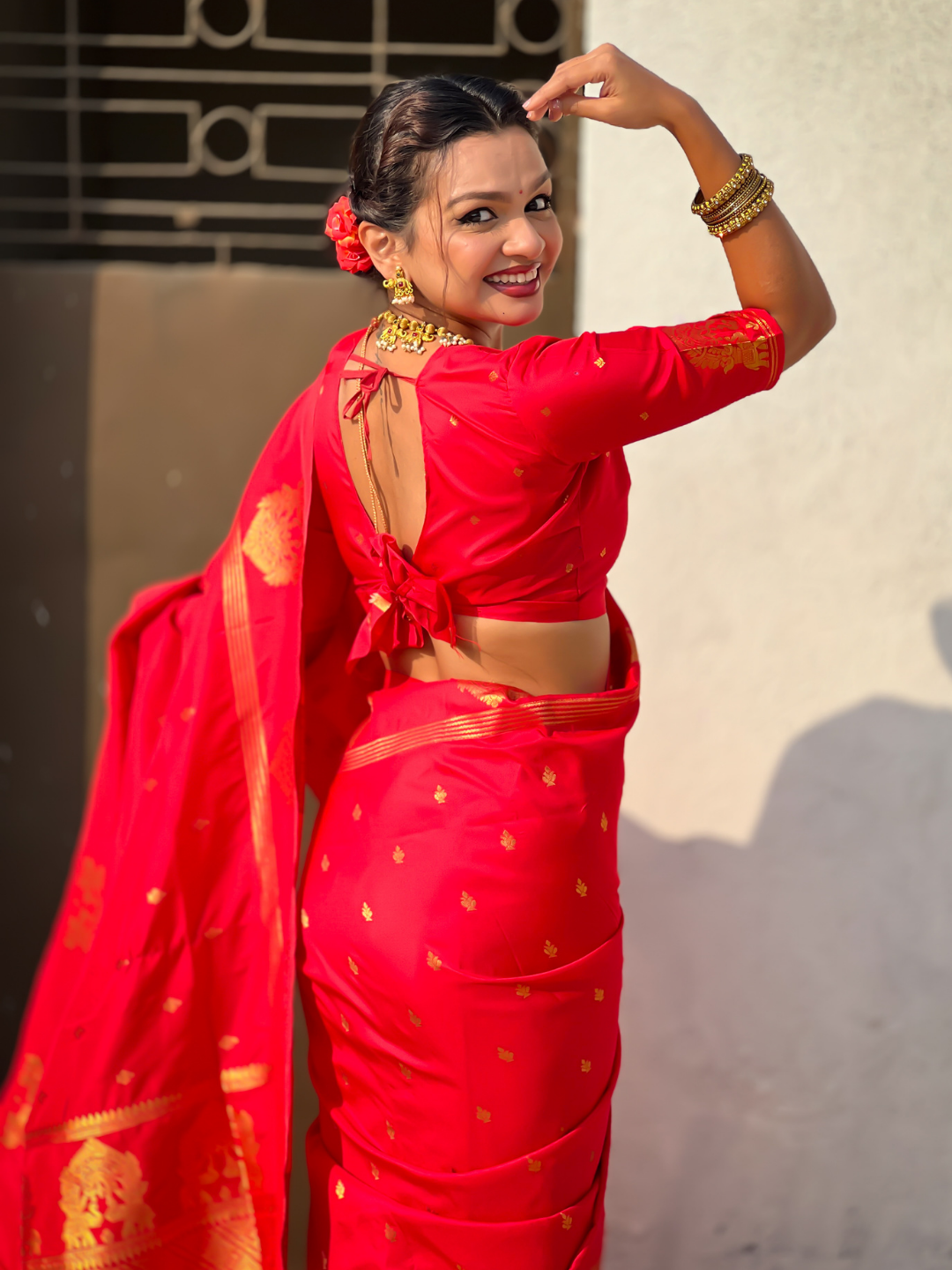 Red Soft Silk Traditional Zari Woven Saree