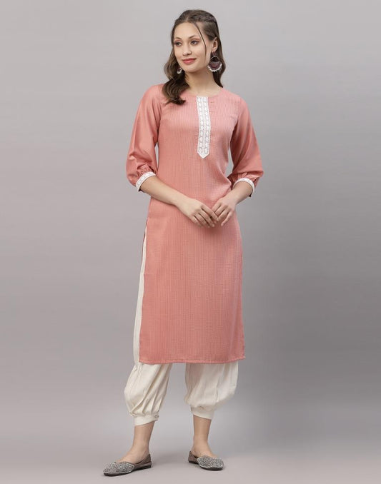 Pastel Pink Solid Kurti