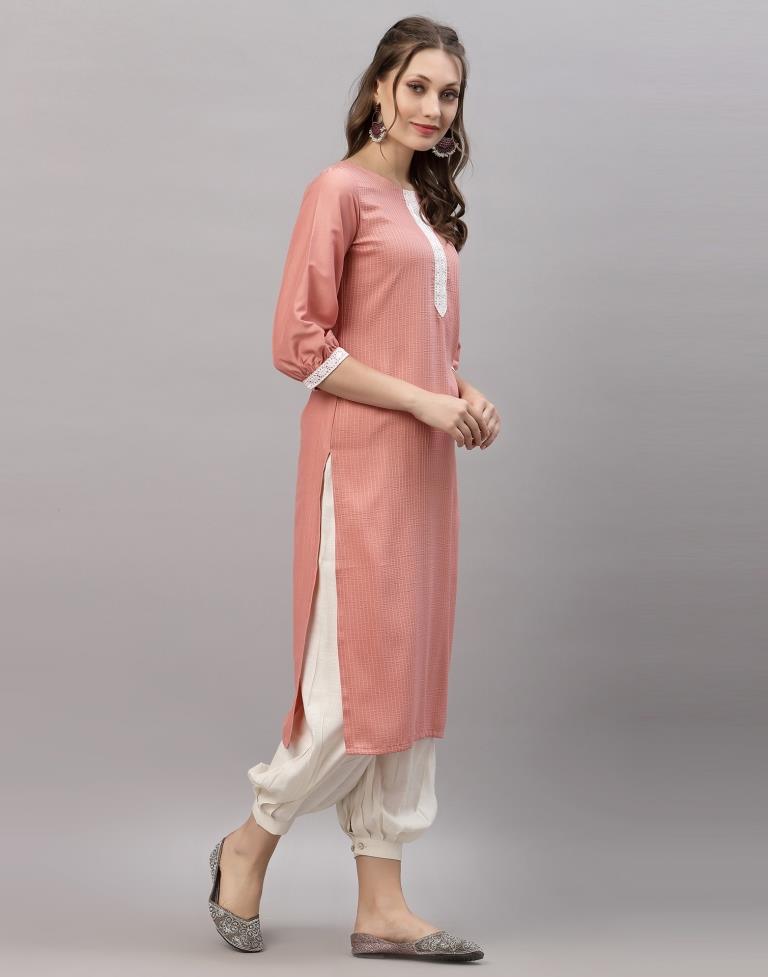 Pastel Pink Solid Kurti