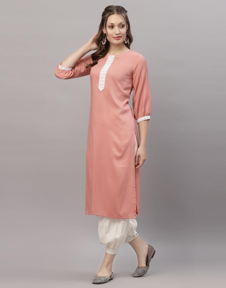 Pastel Pink Solid Kurti