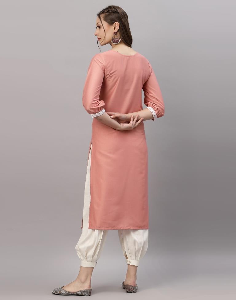 Pastel Pink Solid Kurti