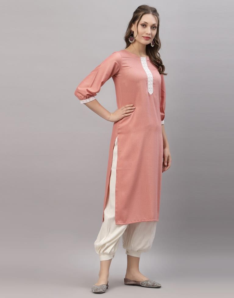 Pastel Pink Solid Kurti