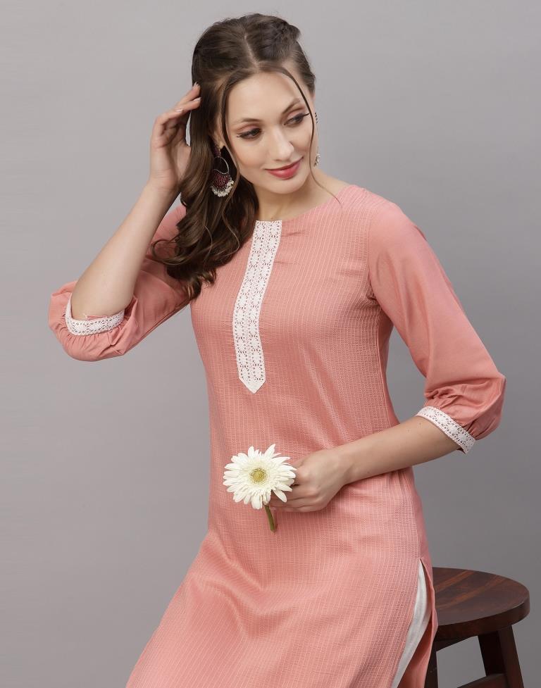 Pastel Pink Solid Kurti