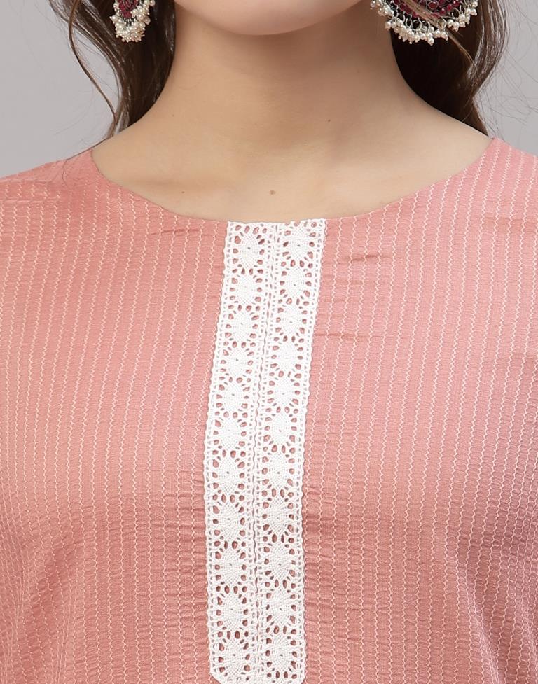 Pastel Pink Solid Kurti