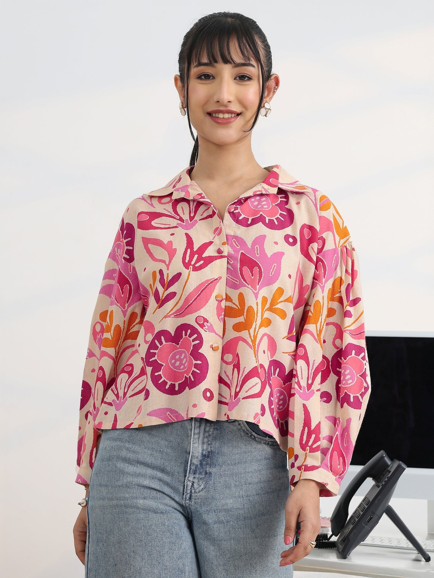 Libas Multi Printed Cotton Straight Shirt