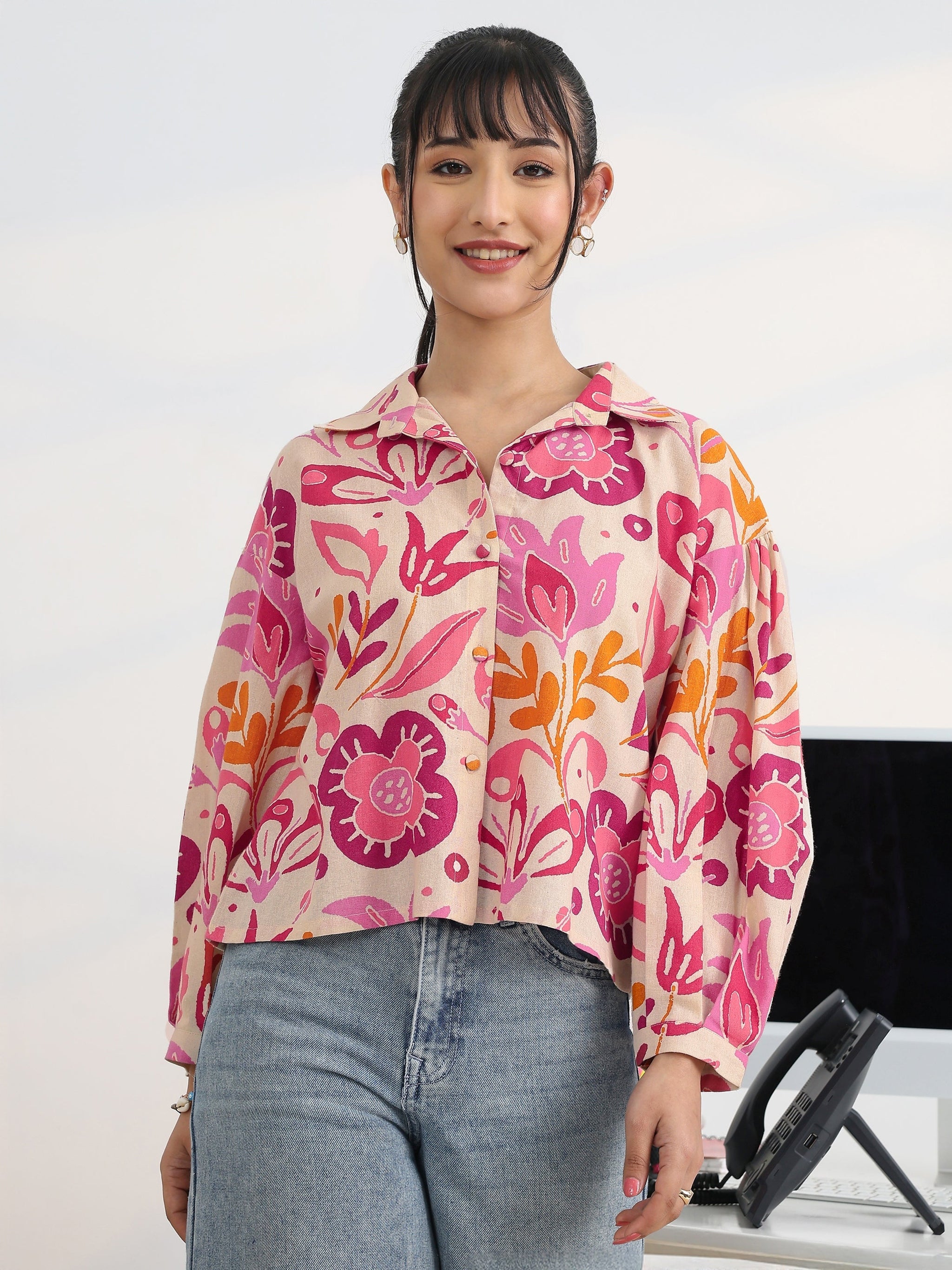 Libas Multi Printed Cotton Straight Shirt