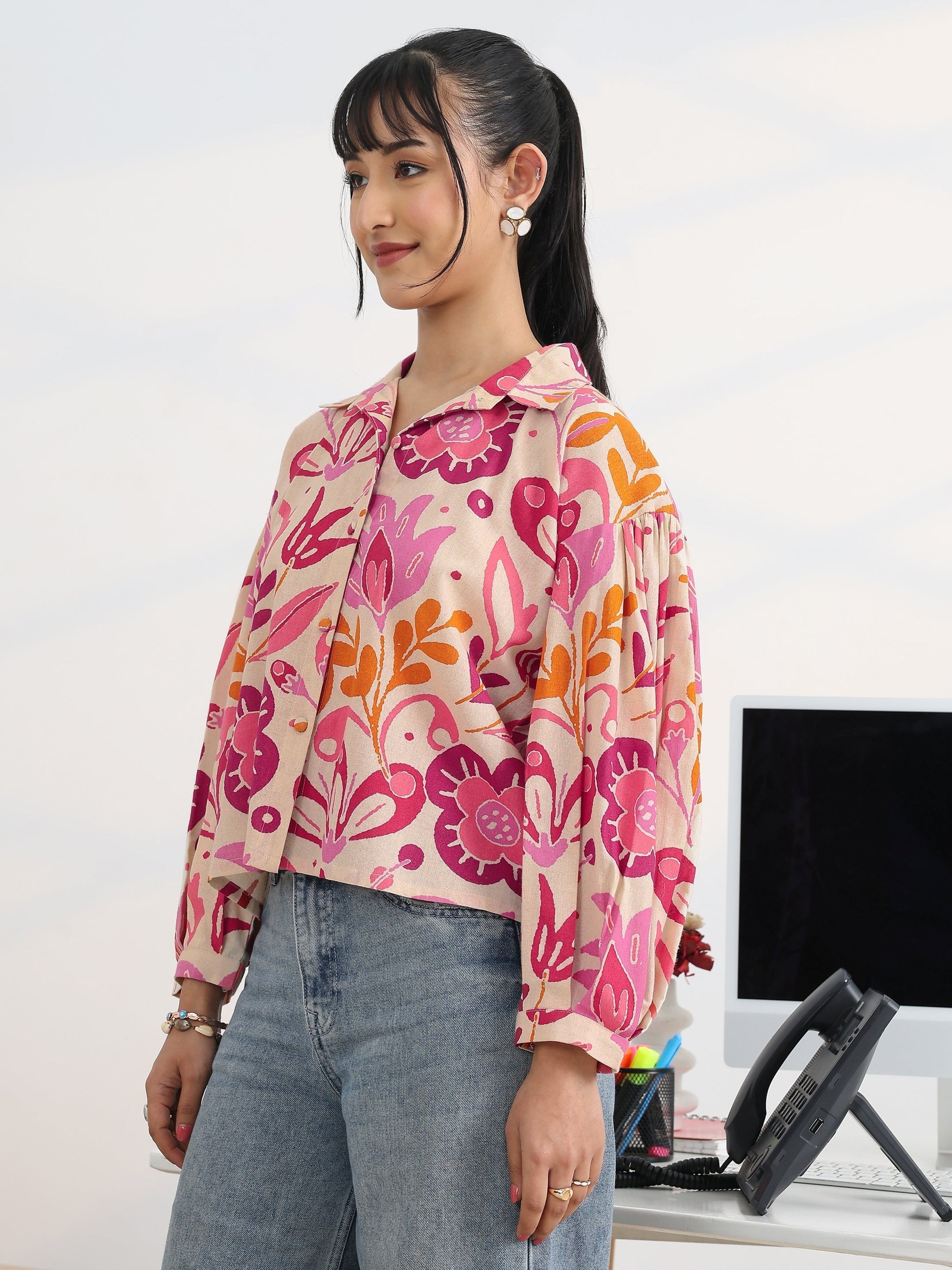 Libas Multi Printed Cotton Straight Shirt