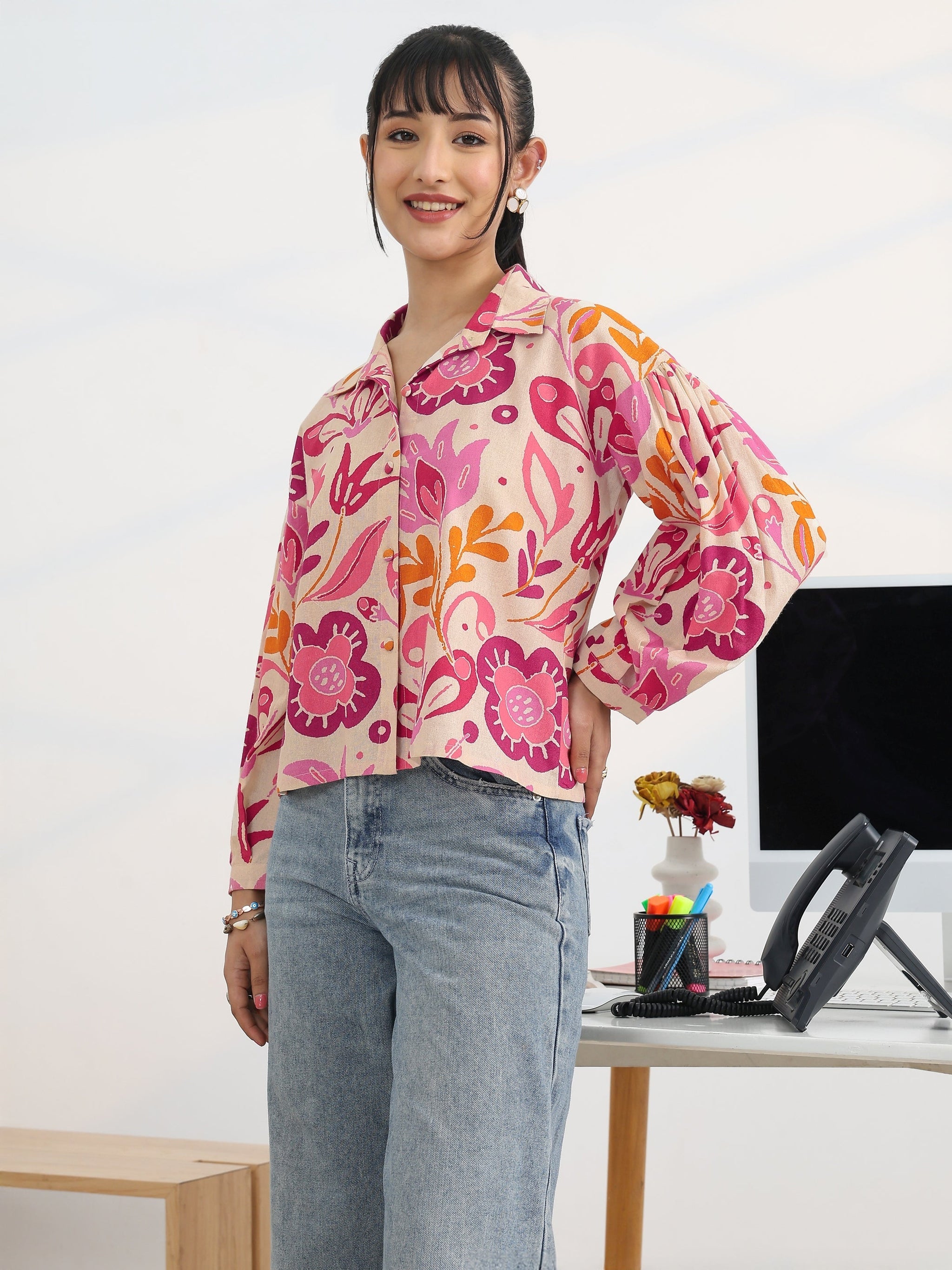 Libas Multi Printed Cotton Straight Shirt