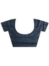 Libas Blue Block Printed Cotton Saree With Unstitched Blouse Piece