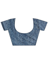 Libas Blue Ikat Printed Cotton Saree With Unstitched Blouse Piece