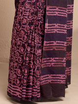 Libas Burgundy Printed Cotton Saree With Unstitched Blouse Piece