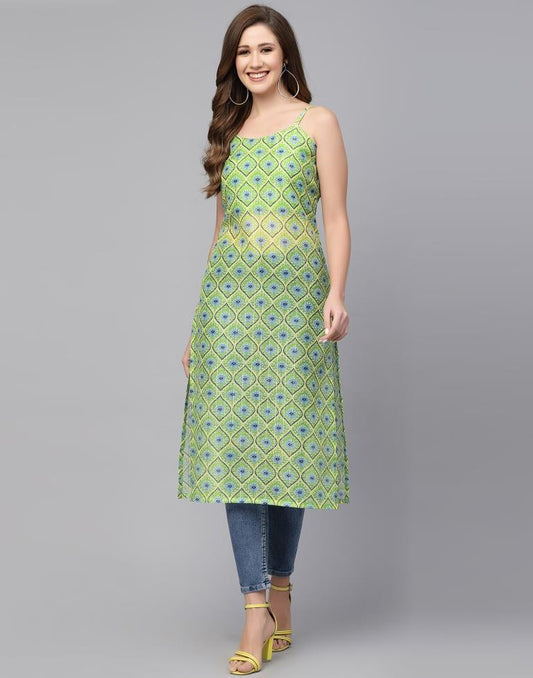 Green Printed Kurta