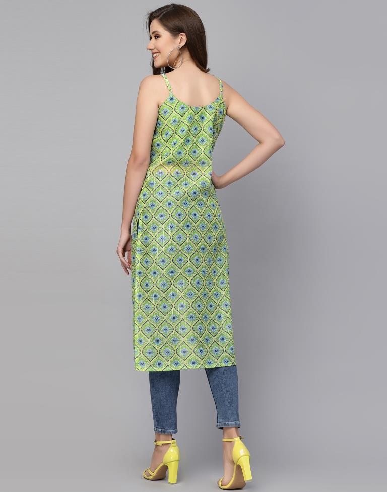 Green Printed Kurta