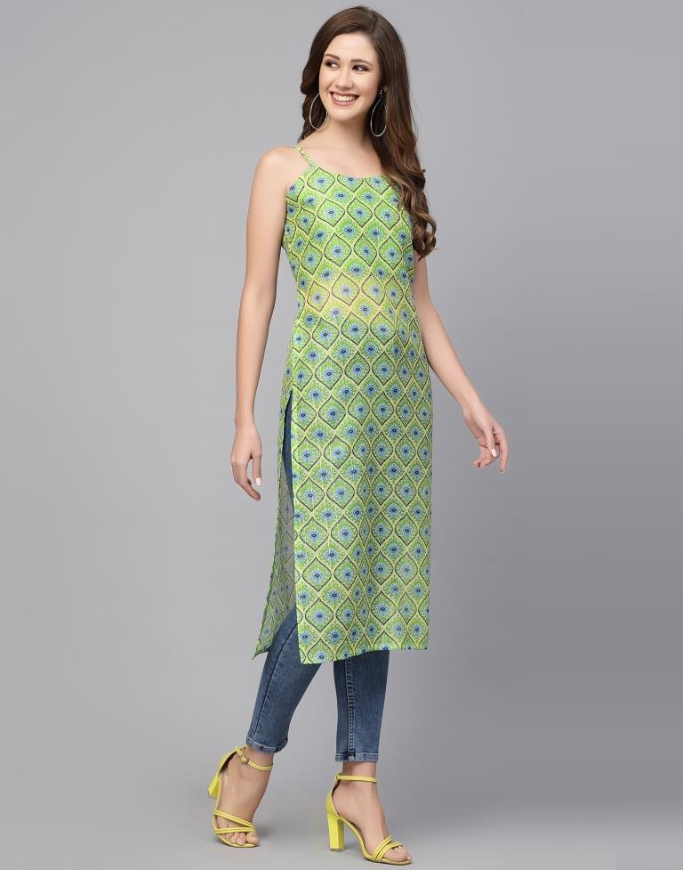 Green Printed Kurta