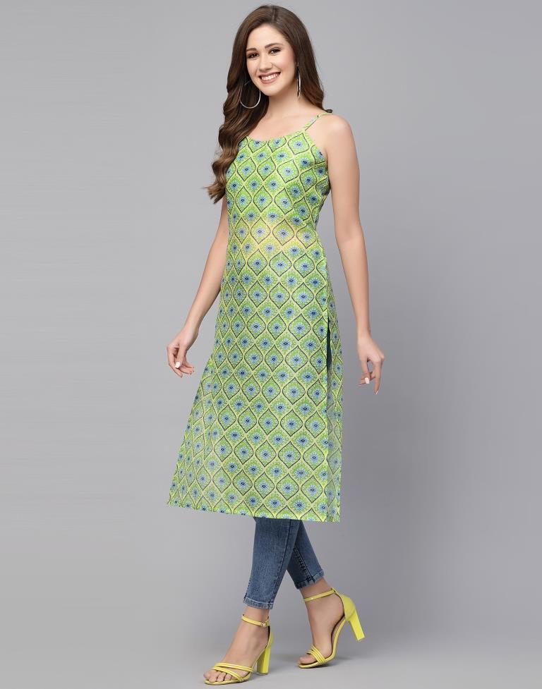 Green Printed Kurta