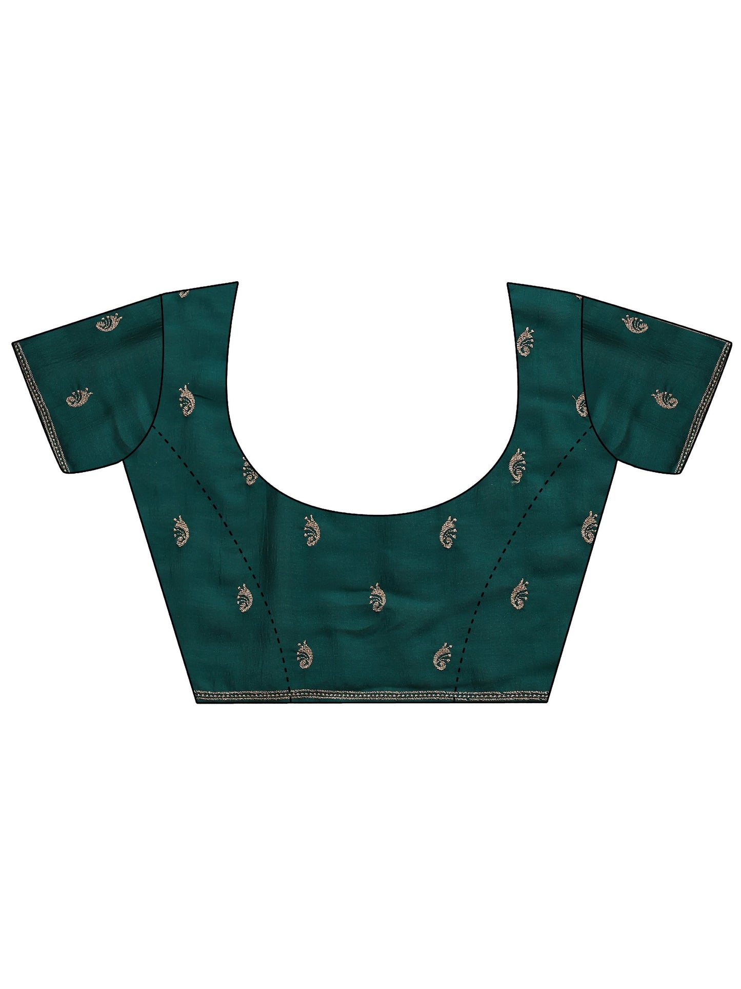 Libas Green Paisley Embroidered Silk Blend Saree With Unstitched Blouse Piece
