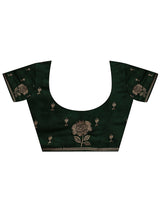 Libas Green Embroidered Silk Blend Saree With Unstitched Blouse Piece