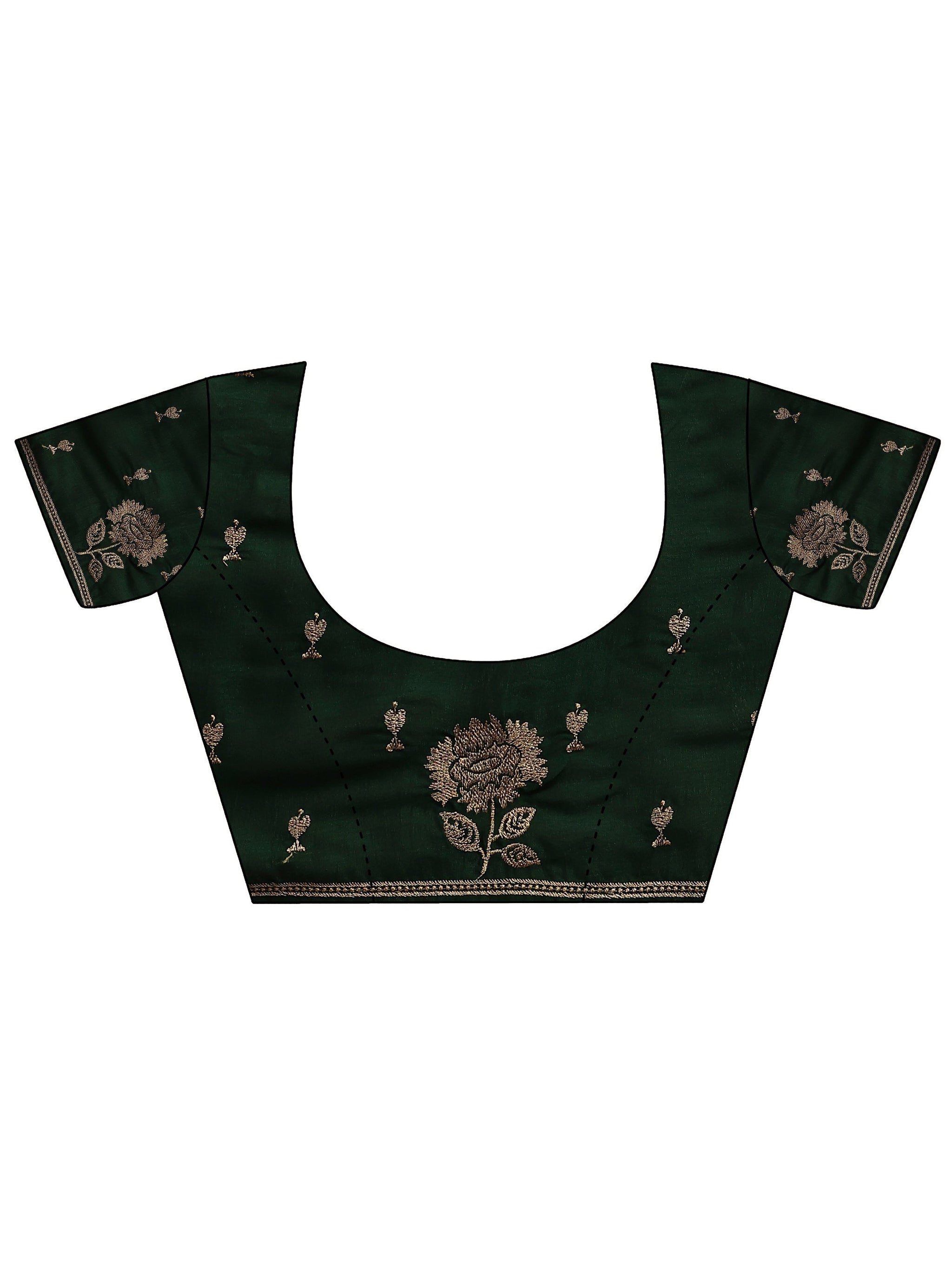 Libas Green Embroidered Silk Blend Saree With Unstitched Blouse Piece