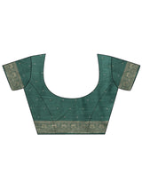 Libas Teal Woven Design Silk Blend Saree With Unstitched Blouse Piece