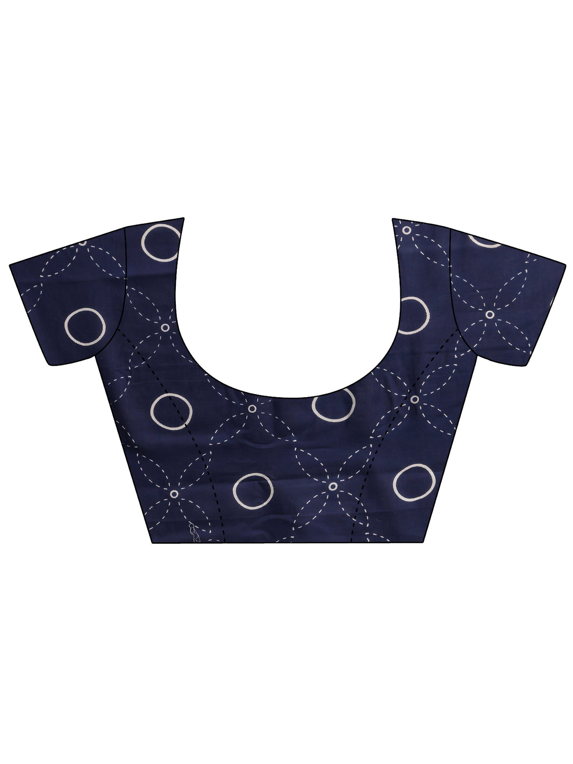 Mameraa Navy Blue Printed Cotton Saree With Unstitched Blouse Piece