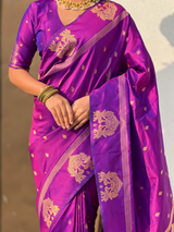Purple Soft Silk Traditional Zari Woven Saree