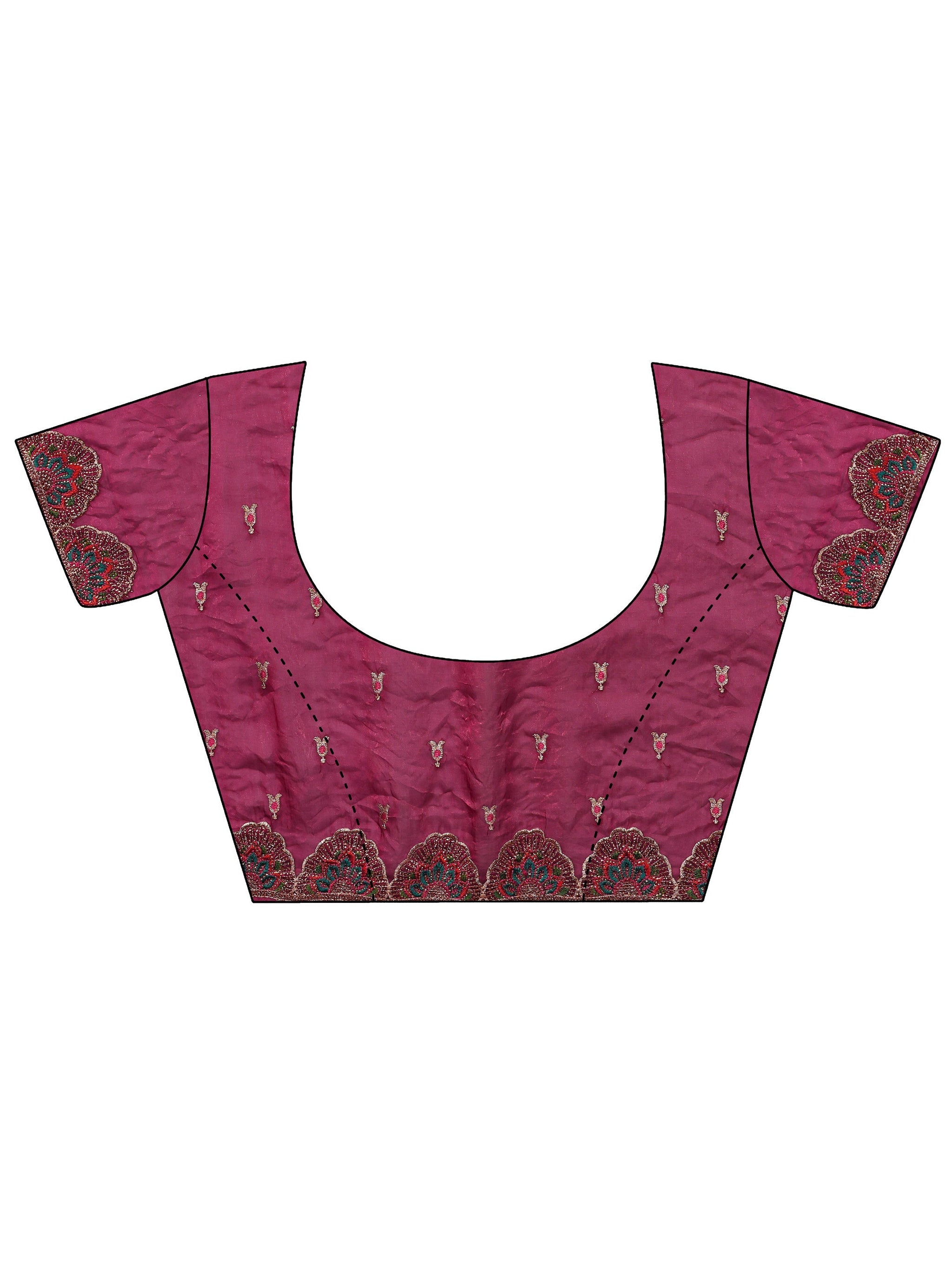 Libas Burgundy Embroidered Silk Blend Saree 
With Unstitched Blouse Piece