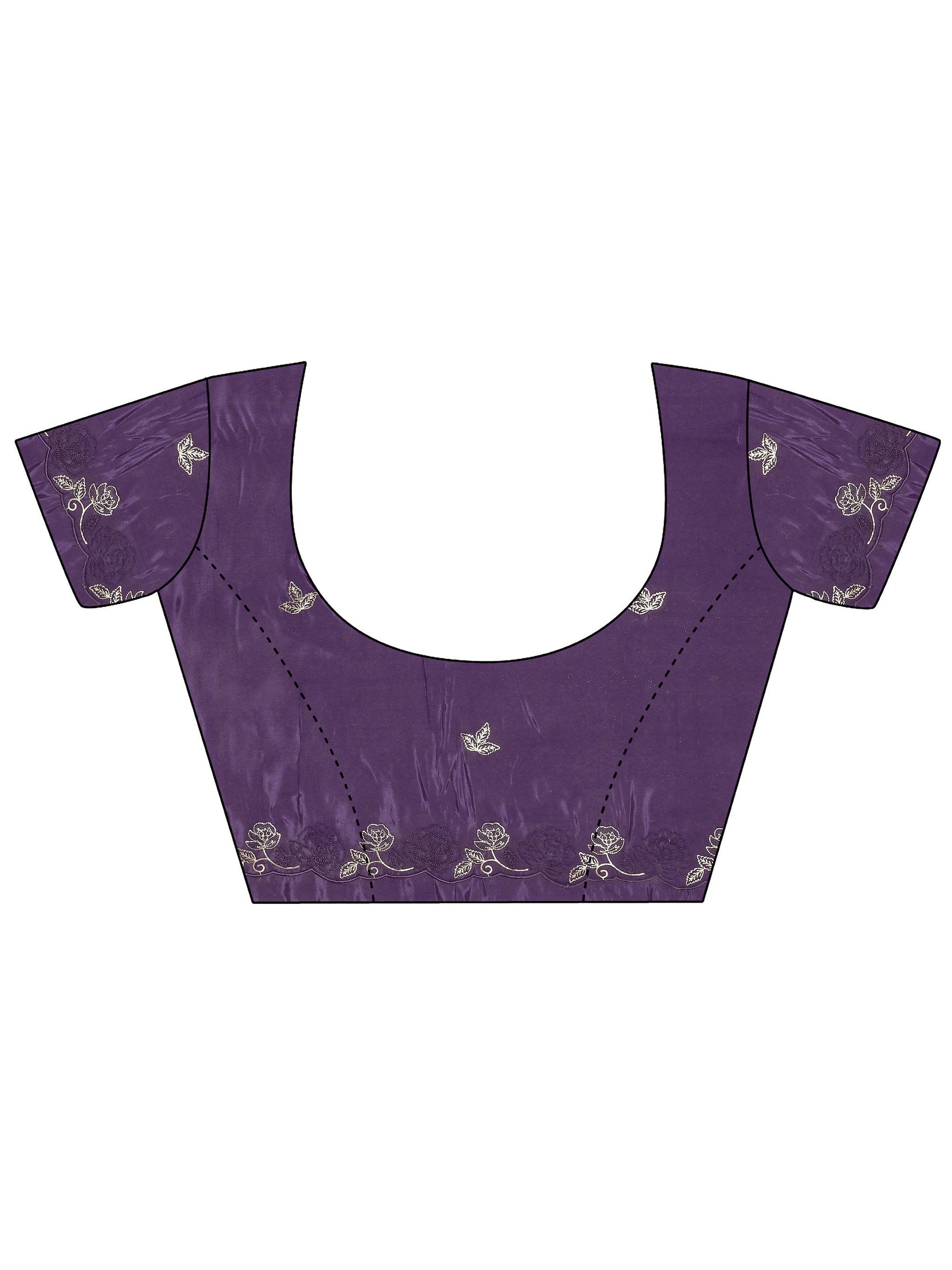 Libas Purple Embellished Silk Blend Saree  With Unstitched Blouse Piece