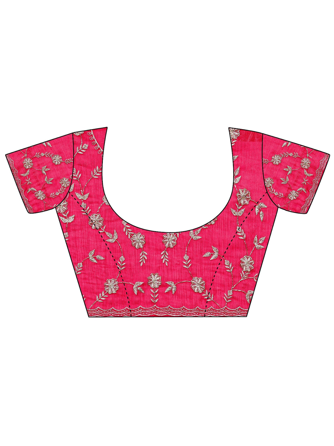 Mameraa Pink Floral Embellished Chiffon Saree With Unstitched Blouse Piece