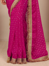 Libas Pink Woven Design Tissue Saree With Unstitched Blouse Piece