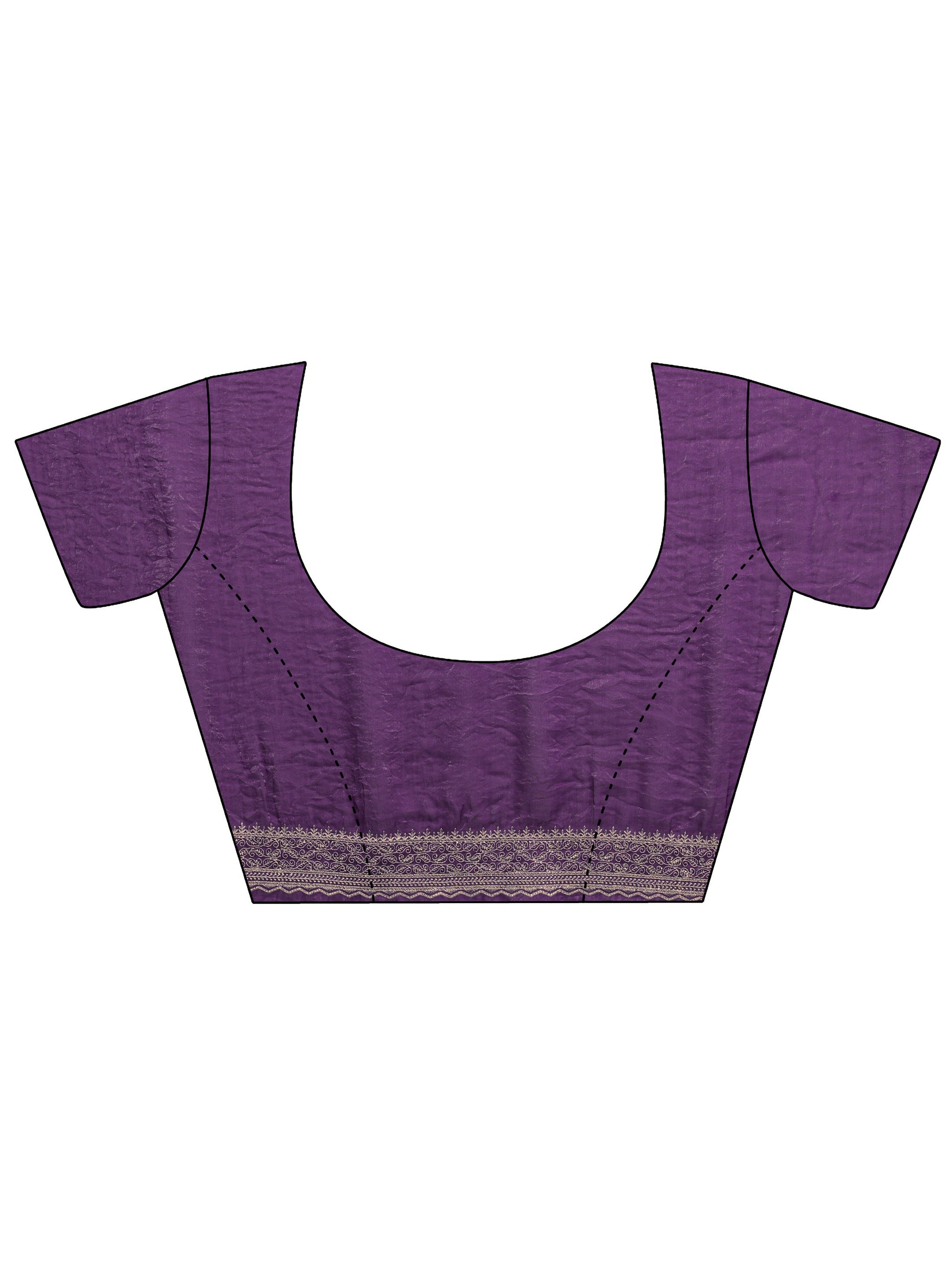 Libas Purple Paisley Embellished Tissue Saree With Unstitched Blouse Piece