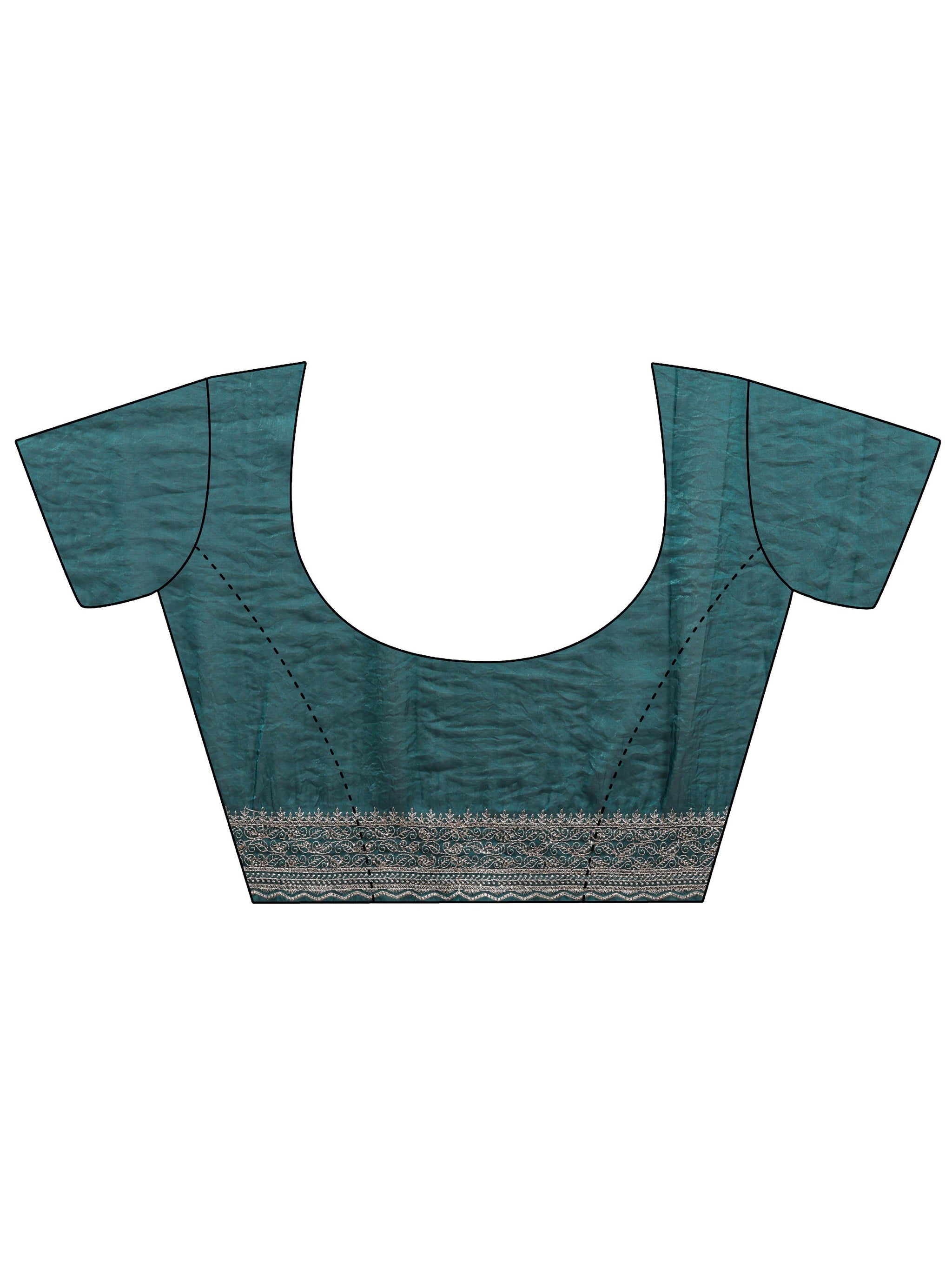 Libas Green Paisley Embellished Tissue Saree With Unstitched Blouse Piece